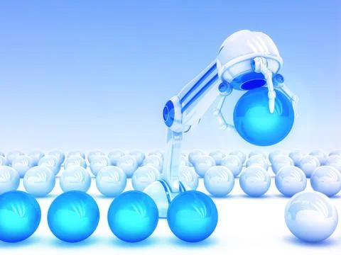 Robotic hand with ball Stock Illustration