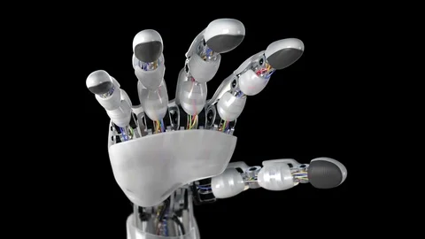 Robotic Hand on a Black Background Stock-Footage 91498492