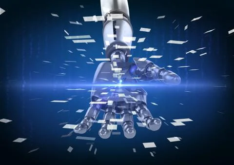 Robotic hand with blue light Ilustração Stock