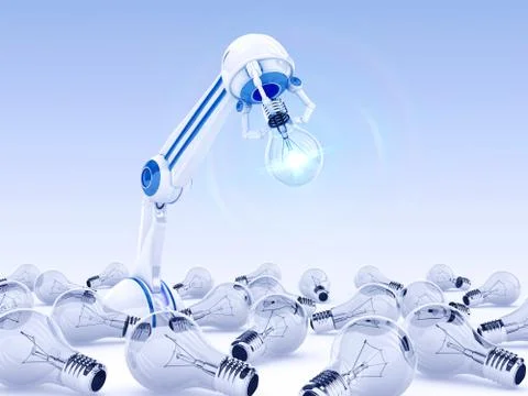 Robotic Hand with bulb Stock Illustration