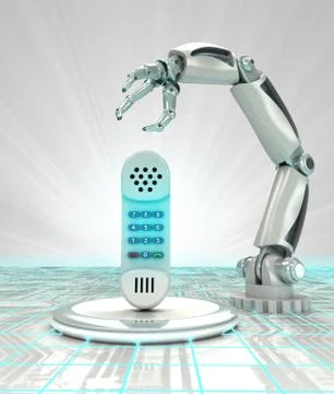 Robotic hand creation of new kind of telecommunications render illustration Stock Illustration
