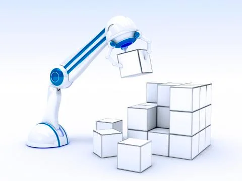 Robotic Hand with cubes Stock Illustration