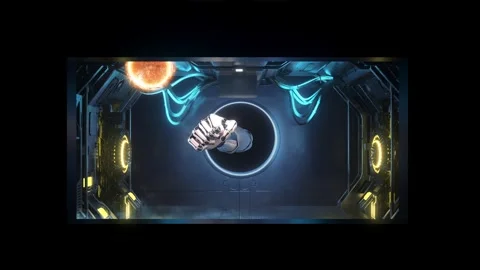 Robotic Hand Energy Sphere 3D Naked-Eye Space Tech Background Stock Footage 331847548