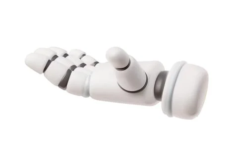 Robotic hand gesture palm up vector 3D plastic style, cartoon outstretched hand Illustration