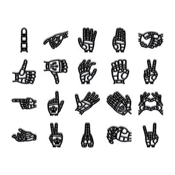 Robotic hand gestures communicating technology and artificial intelligence Stock-Illustration