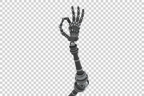 Robotic hand gesturing OK sign Stock Illustration