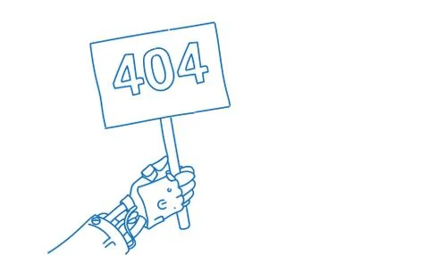 Robotic hand holding board error 404 problem artificial intelligence technology Stock Illustration