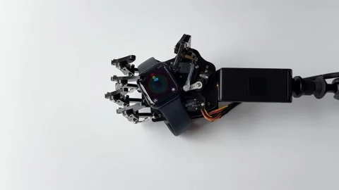 Robotic Hand Holding Smartwatch Stock Footage 277307162