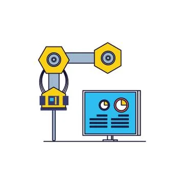 Robotic hand industrial with computer display Stock Illustration