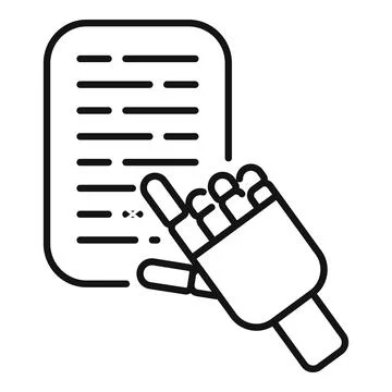 Robotic hand interacting with digital document, symbolizing automation and ef Stock Illustration