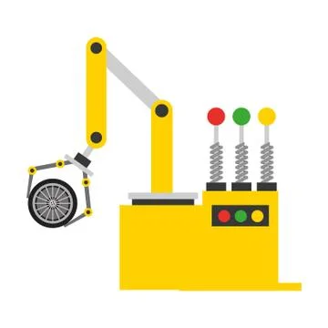Robotic hand machine with tire Stock Illustration