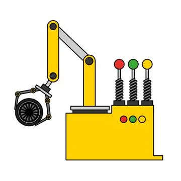 Robotic hand machine with tire Stock Illustration