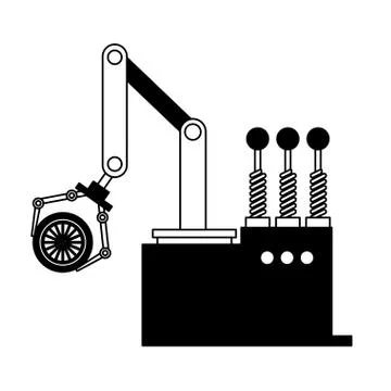 Robotic hand machine with tire Stock Illustration