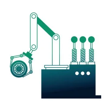Robotic hand machine with tire Stock Illustration