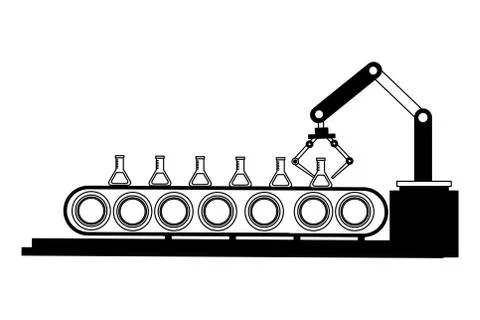 Robotic hand machine with tube test Stock Illustration