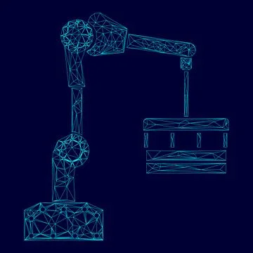 Robotic hand manipulator low poly triangulation triangulated polygonal electr Stock Illustration