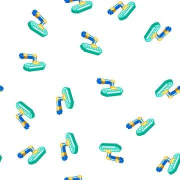 Robotic hand on rail isometric icon seamless pattern 스톡 일러스트