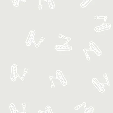 Robotic hand on rail line vector seamless pattern 스톡 일러스트