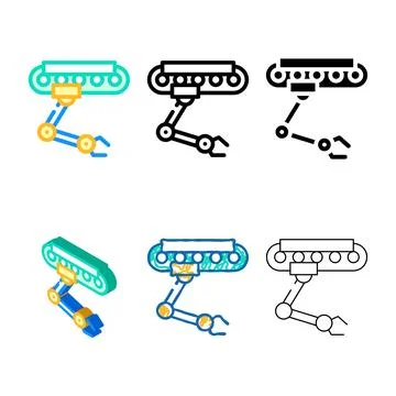 Robotic hand on rail multipack color icon vector 스톡 일러스트