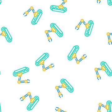 Robotic hand on rail vector seamless pattern 스톡 일러스트