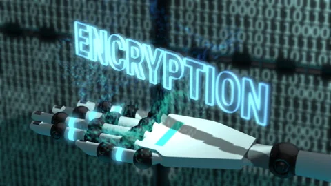 Robotic Hand with Text Encryption Stock Footage 163575096