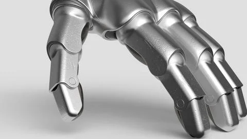 Robotic hand on a white background, bottom view Stock Illustration