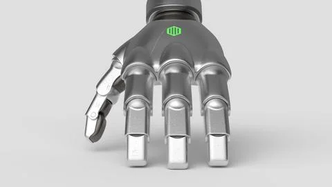 Robotic hand on a white background, front view Stock Illustration