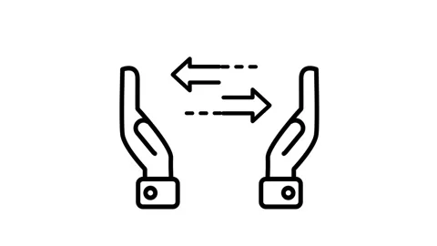 Robotic Hands Exchange Arrows Icon Stock Footage 343509003