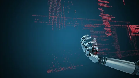Robotic hands holding a globe Stock Footage 107678827