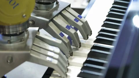 Robotic hands play keys on a piano with precision Stock-Footage 333817375