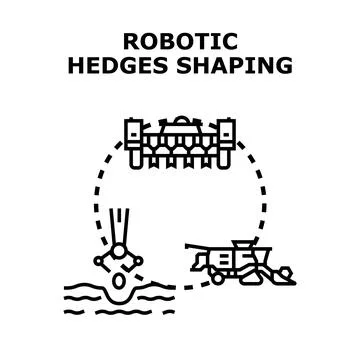 Robotic hedges shaping concept icons flat vector イラスト素材