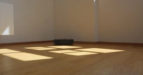 Robotic Hoover work in apartment Stock Footage 144838557