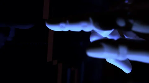 Robotic humanoid hand analyzing market statistics on PC screen Stock Footage 337963491