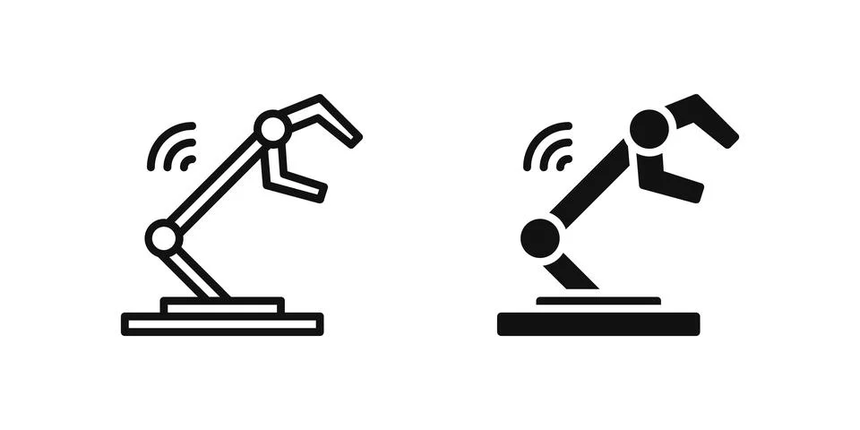 Robotic icon set representing robotic automation or assistants in smart homes Stock Illustration