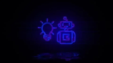 Robotic idea in neon effect mp4 video Stock Illustration
