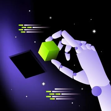 Robotic Illustration. Machine Learning, Artificial Intelligence Stock Illustration