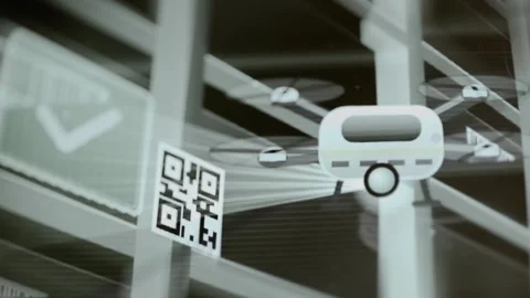 Robotic inspection camera positioned beside QR code Video stock 344842277