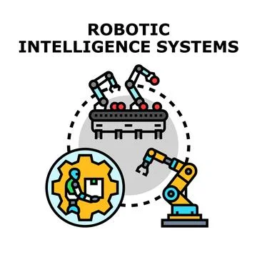 Robotic intelligence systems concept illustrating automation industry process Stock Illustration