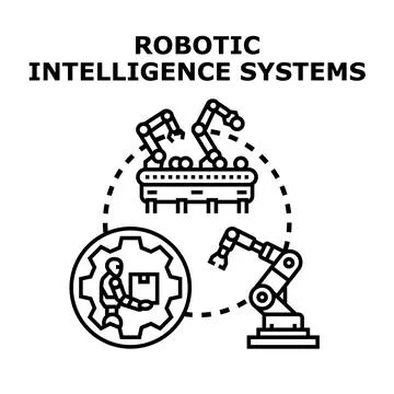 Robotic intelligence systems concept illustrating automation industry process Stock Illustration