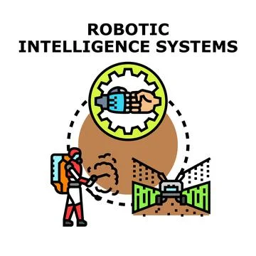 Robotic intelligence systems optimizing agriculture and future farming Stockillustratie