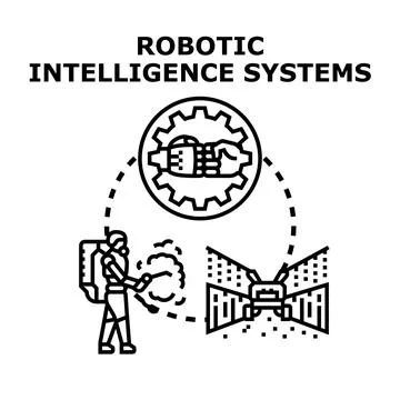 Robotic intelligence systems optimizing agriculture and future farming Stock Illustration