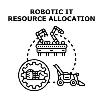 Robotic it resource allocation process concept illustration イラスト素材