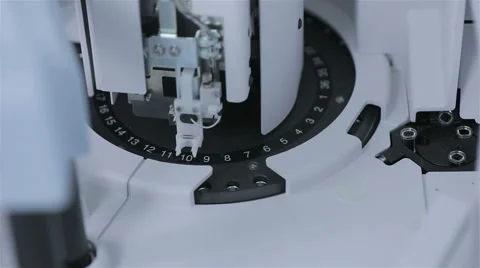 Robotic Laboratory analysis and diagnostics of samples in test tubes with modern Stock Footage 65178949