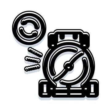 Robotic lawn mower cutting grass black icon Stock Illustration