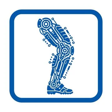 Robotic leg prosthesis blue frame icon for medical tech. Ilustração Stock