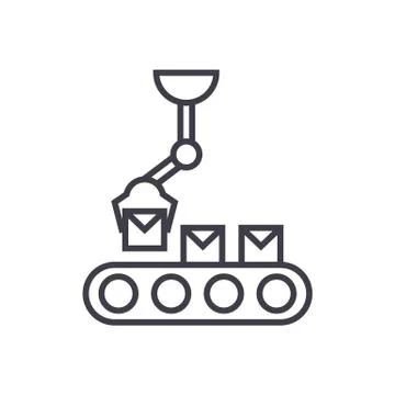 Robotic line vector line icon, sign, illustration on background, editable Stock Illustration