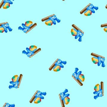 Robotic loader robot harvests isometric icon seamless pattern 스톡 일러스트