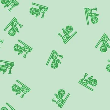 Robotic loader robot harvests line vector seamless pattern Illustrazione stock