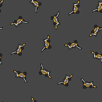 Robotic loader robot harvests vector seamless pattern Stock Illustration