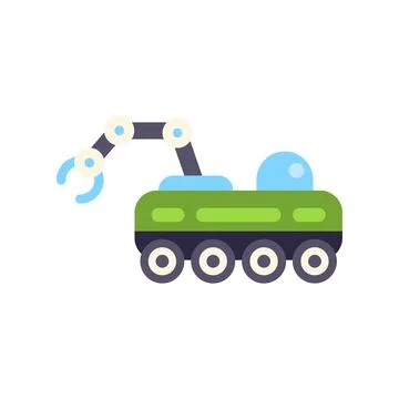 Robotic lunar rover exploring an unknown planet surface Stock Illustration